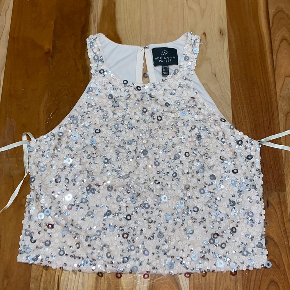 Sparkle sequin baby pink tank top size 4 (lightly worn)